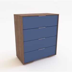 Cómoda Delos Dld02Rdac 4C 90X80X40 Roble Davos Marrón Trufa /Azul Cósmico