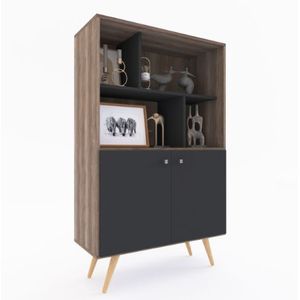 Biblioteca Delos Dl885Nggs 85X140X35 2P2E Roble Nebrazca Gris /Gris Sombra