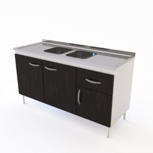 Bajo mesada  Cc Delos Dl604Brt 140X82X47 3P 1C Bco/Roble Termo Negro