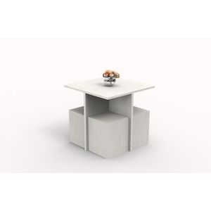 Mesa Comedor Delos Dsm04Rb C/ 4 Asient Cubo 80X76X80 Roble Blanco