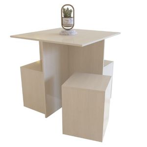 Mesa Comed Delos Dsm04Fc C/ 4 Asient Cubo 80X76X80 Fineline Crema