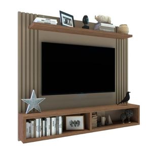 Mesa Tv Delos Dro01Rdga Rack 140X125X23 Tv60" Roble Davos Marrón Trufa /Gris Arcilla