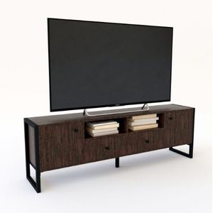 Mesa Tv Delos Dst05Rt Rack 183X59X37 2P2C2E Roble Termo Negro