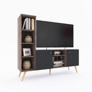Mesa Tv Delos Dl883Nggs Rack 150X140X35 Tv50" 2P Roble Nebrazca Gris/Gris Sombra