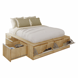 Cama 2 1/2 Plazas EMC PRO 1.60 x 2.00 6 Cajones 2 Zapateros Baltico