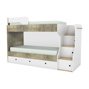 Cucheta EMC BAL con 3 Cajones y Escalera Blanco y Baltico