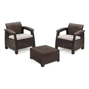 Juego de Jardin KETER BALCONY Set 2 Sillones de 1 Cuerpo con Mesa Marron